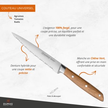 Couteau Universel 12 cm Chêne vert - 100 forgé - SIGNATURE