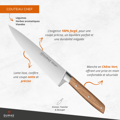 Couteau Chef 20 cm Chêne Vert - SIGNATURE